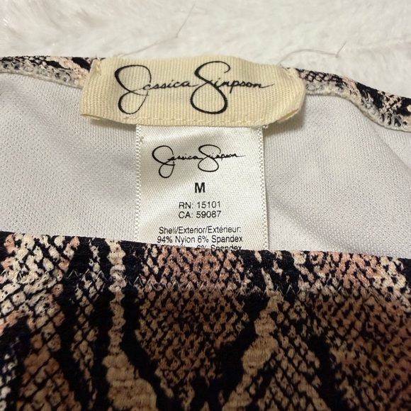 Jessica Simpson Snake Print Bikini Black and Cream - Picture 2 of 7